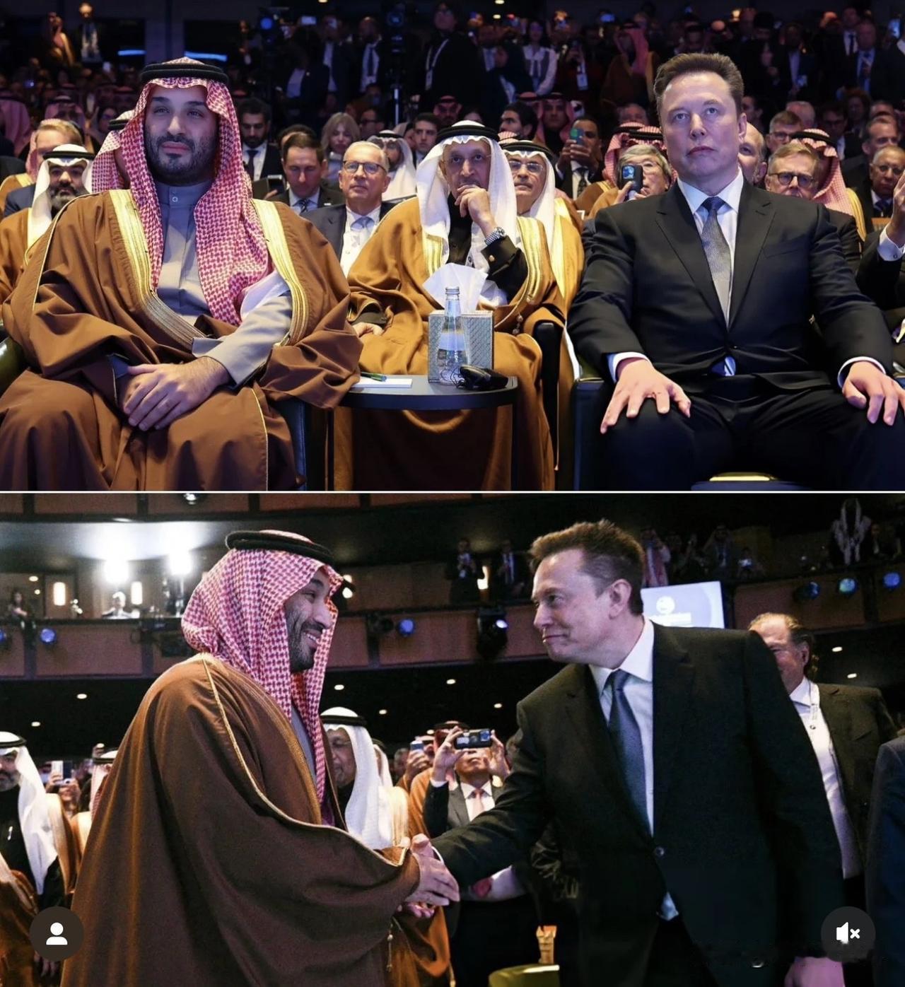 伊隆•马斯克与王储、沙特阿拉伯总理穆罕默德•本•萨尔曼，今天在华盛顿特区举行的美