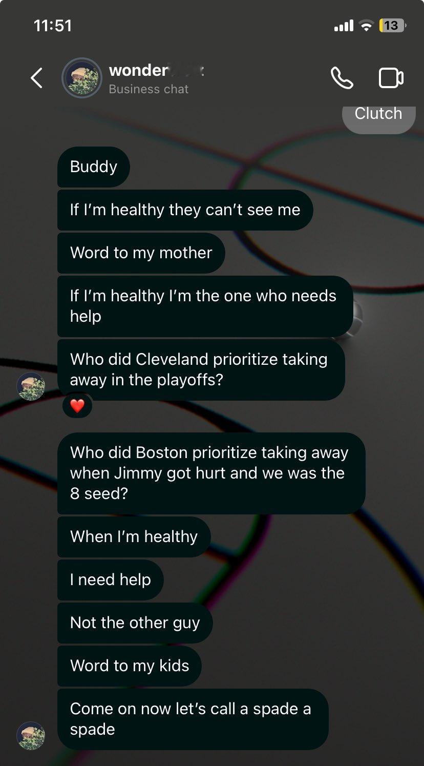 美国网友晒出和希罗对话，希罗表示他才是需要帮手的那个人，而不是阿德巴约：如果我保
