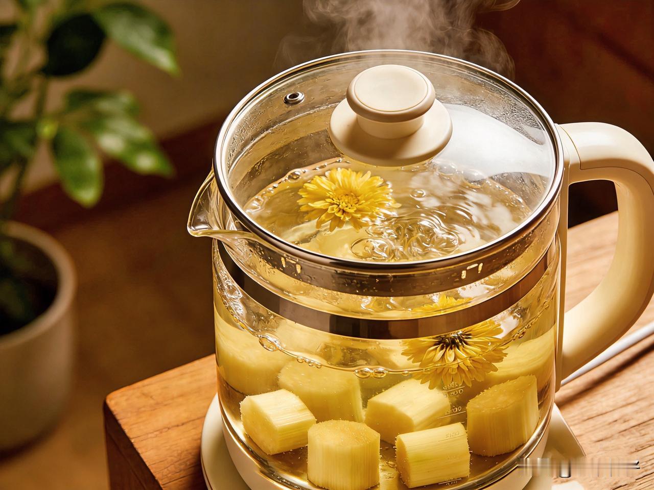 买了一根甘蔗，甘蔗浑身是宝，咬不动的甘蔗节可以用来煮水喝，昨天是甘蔗胡萝卜煮水，