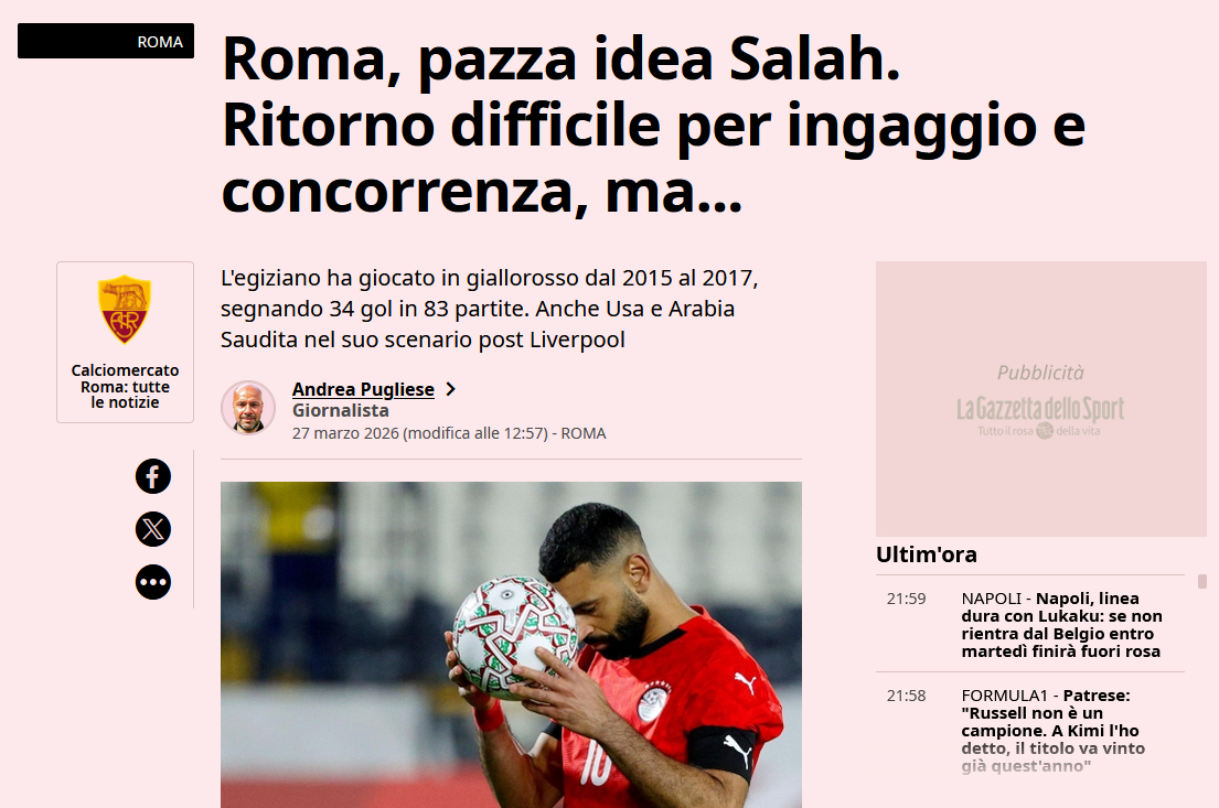 罗马-萨拉赫传闻，米体Pugliese写的，就不细说了