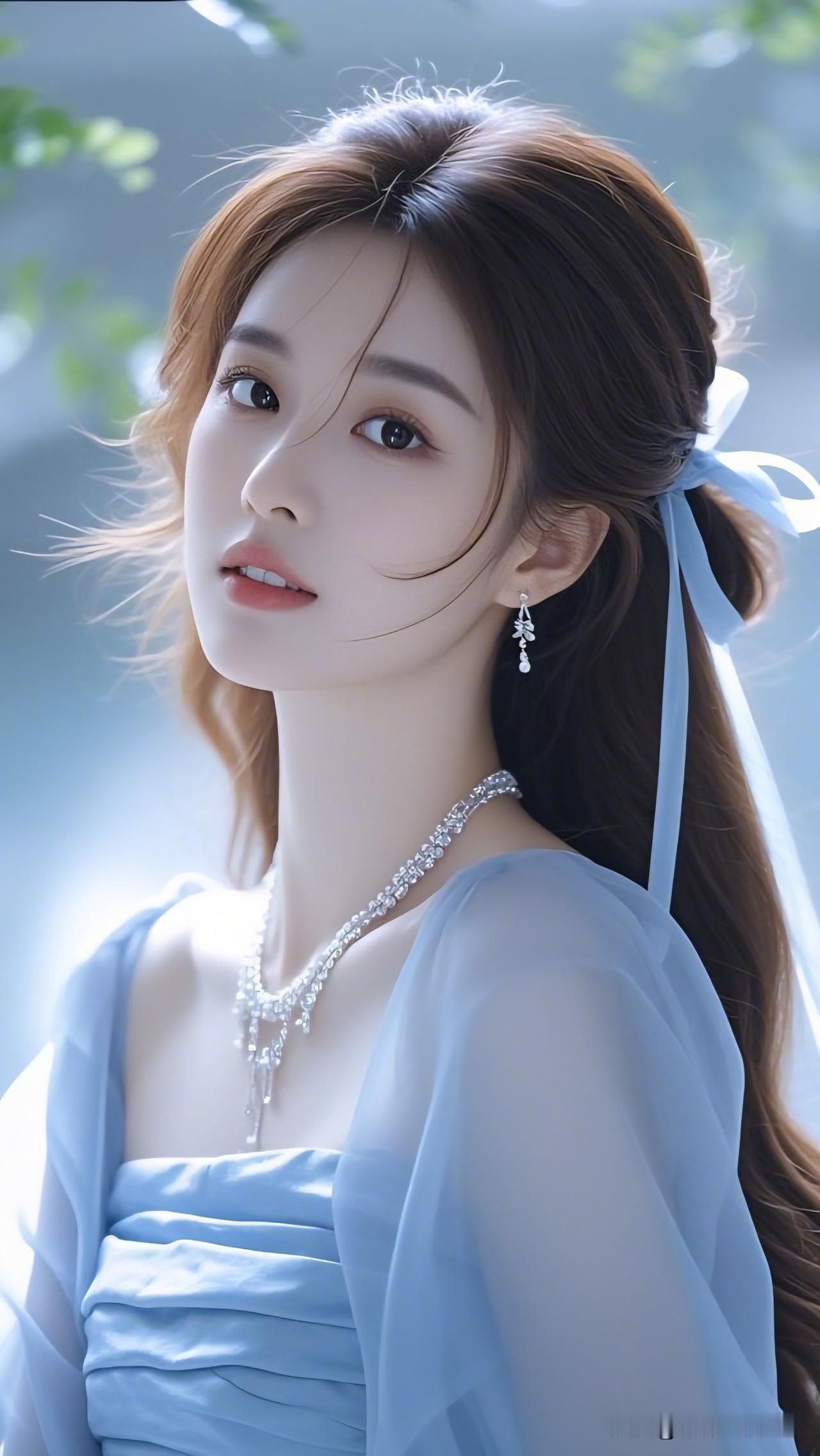 梦幻蓝裙少女，温柔似水，宛如童话中的公主。随手拍的最美丽的照片