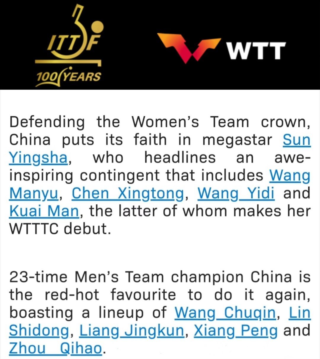 megastar孙颖莎 “女队方面，【Megastar】孙颖莎领衔令人惊叹的阵容