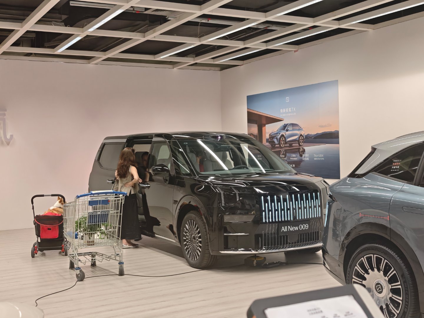 没想到极氪展车居然进了宜家的展厅也没毛病。毕竟品牌也是有点欧洲的感觉在，小北欧。