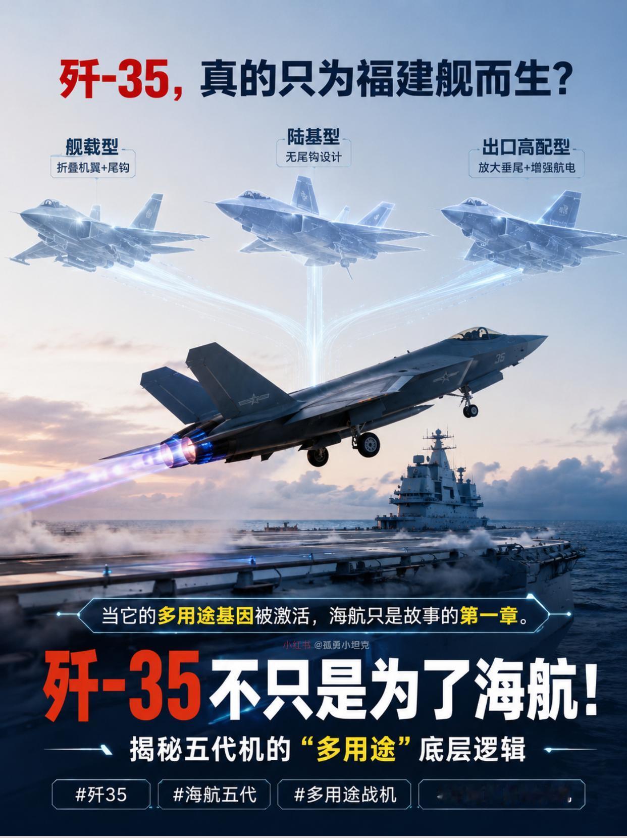 歼-35不只是舰载机，是五代机里万能工具人
上舰能打架，上岸能指挥，兼职加油和电