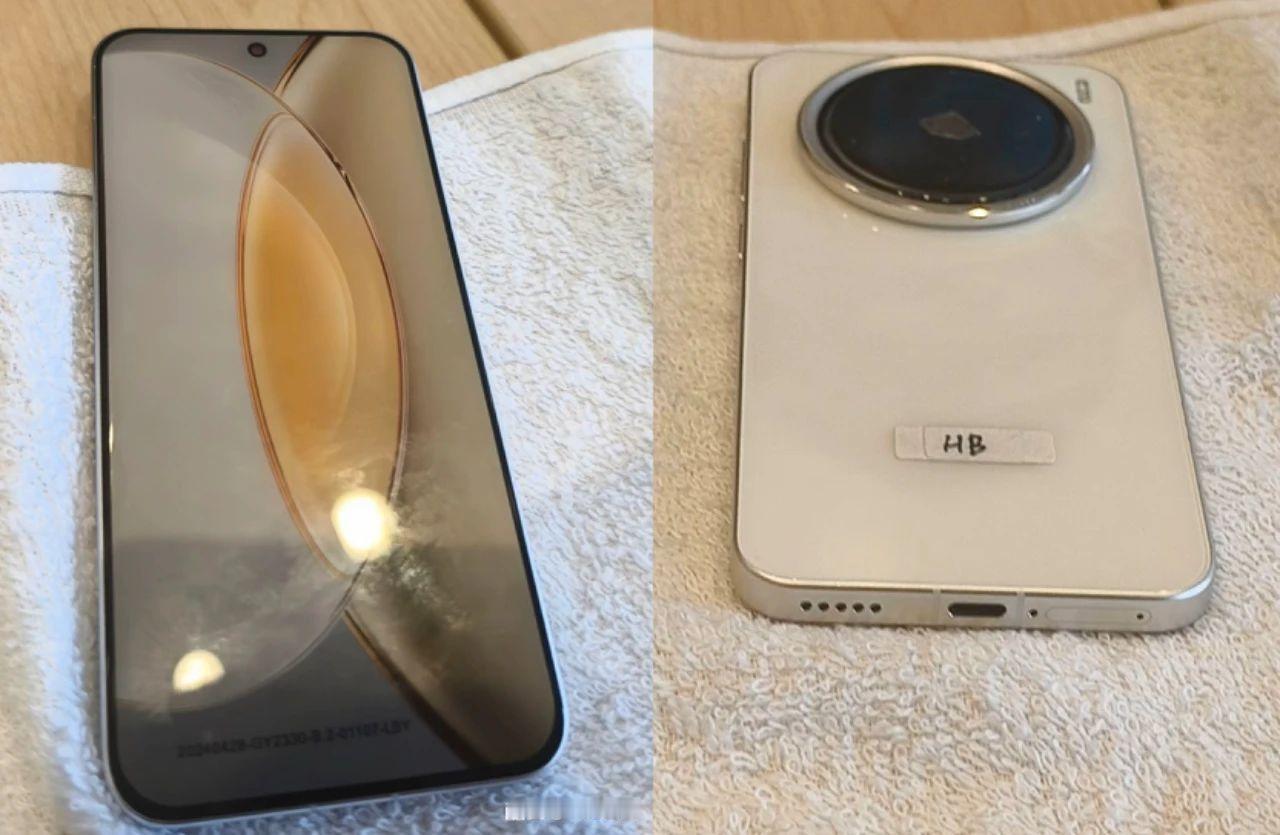 VIVO X200的机模外观，纯直屏设计，圆形居中Deco，看得出边框很窄，但是