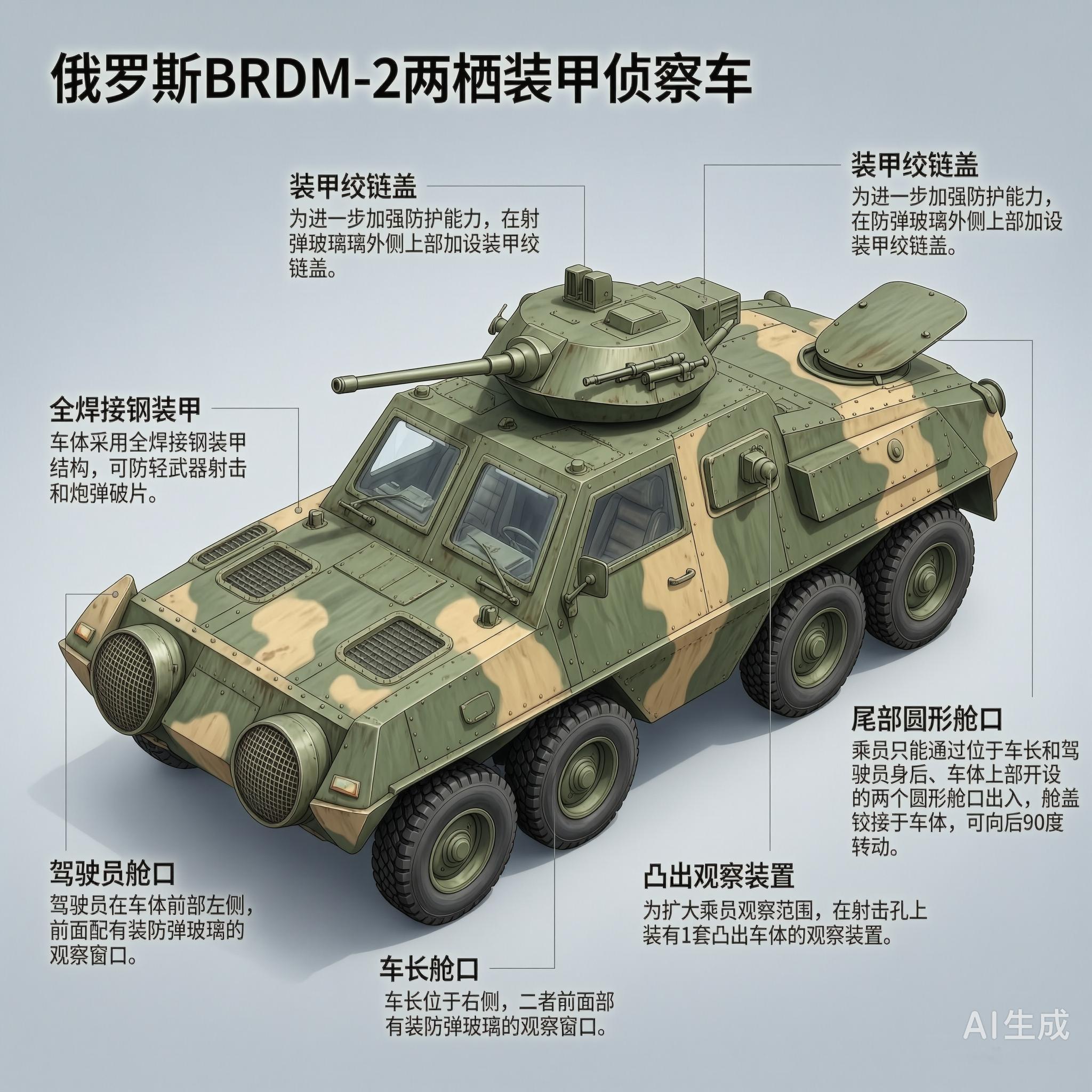 军事ai新视野 俄罗斯BRDM-2两栖装甲侦察车BRDM-2是苏联于20世纪60