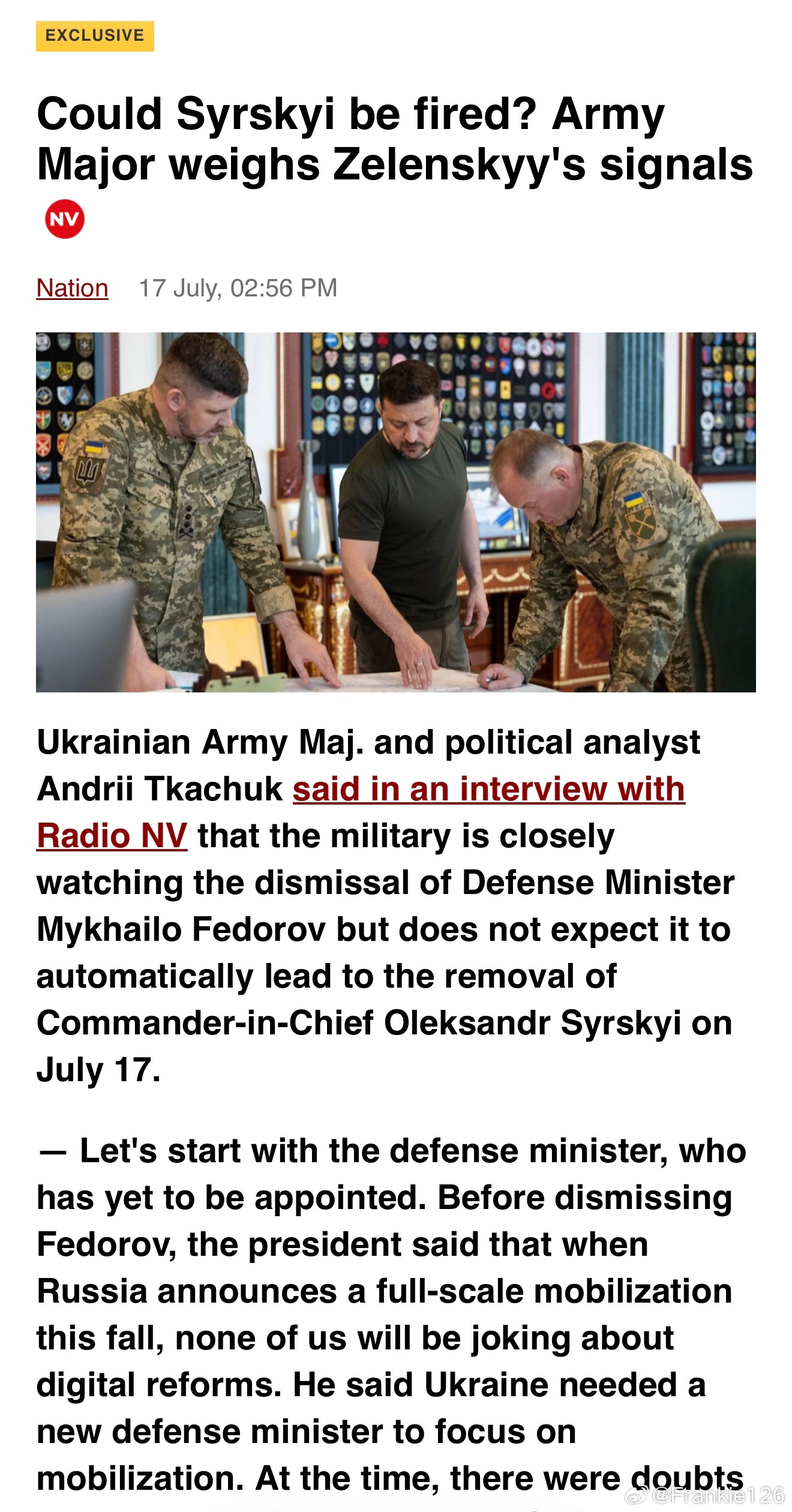 瑟爾斯基是否可能被撤換？澤連斯基釋出訊號引發軍方關注烏克蘭陸軍少校、政治分析人士