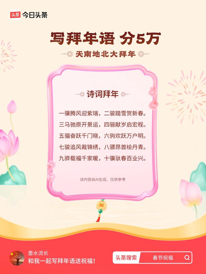 写拜年语送祝福新春拜年送祝福！我的祝福是：“一骥腾风迎紫瑞，二骏踏雪贺新春。三马