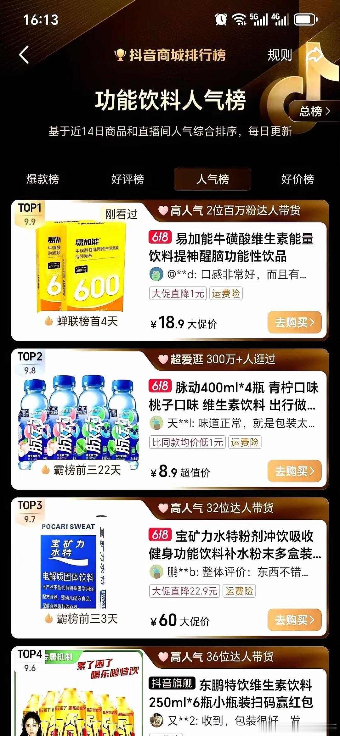 $永安药业(SZ002365)$ 转:易加能600功能饮料抖音销量超过1500亿
