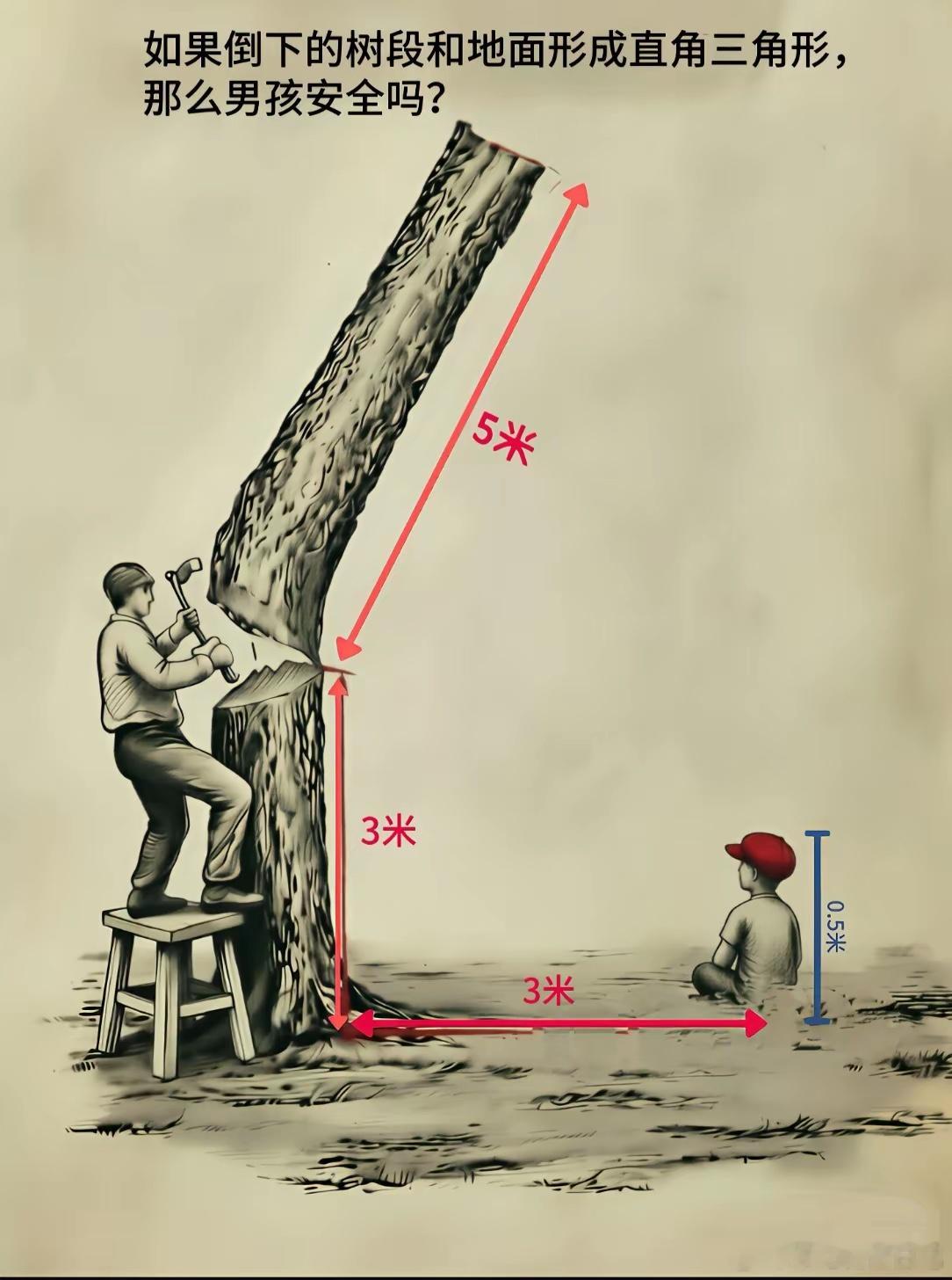树倒下来会压到男孩吗？ 