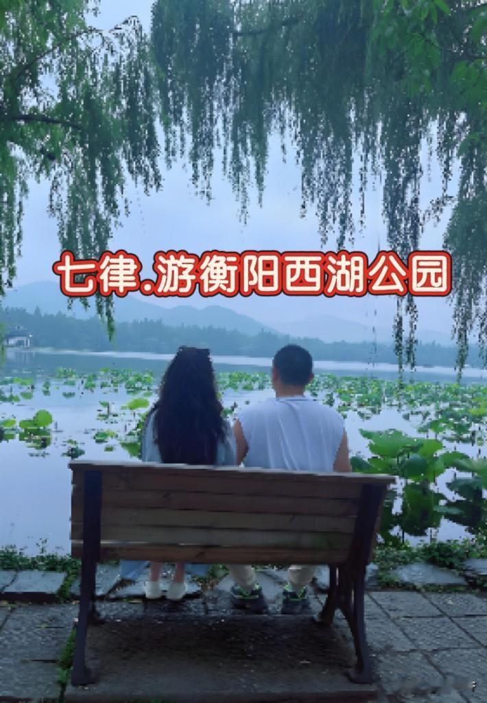 七律.游衡阳西湖公园

烟柳依依拂浅汀，
圆荷璧璧漾天青。
曲廊幽径群芳绽，
绕