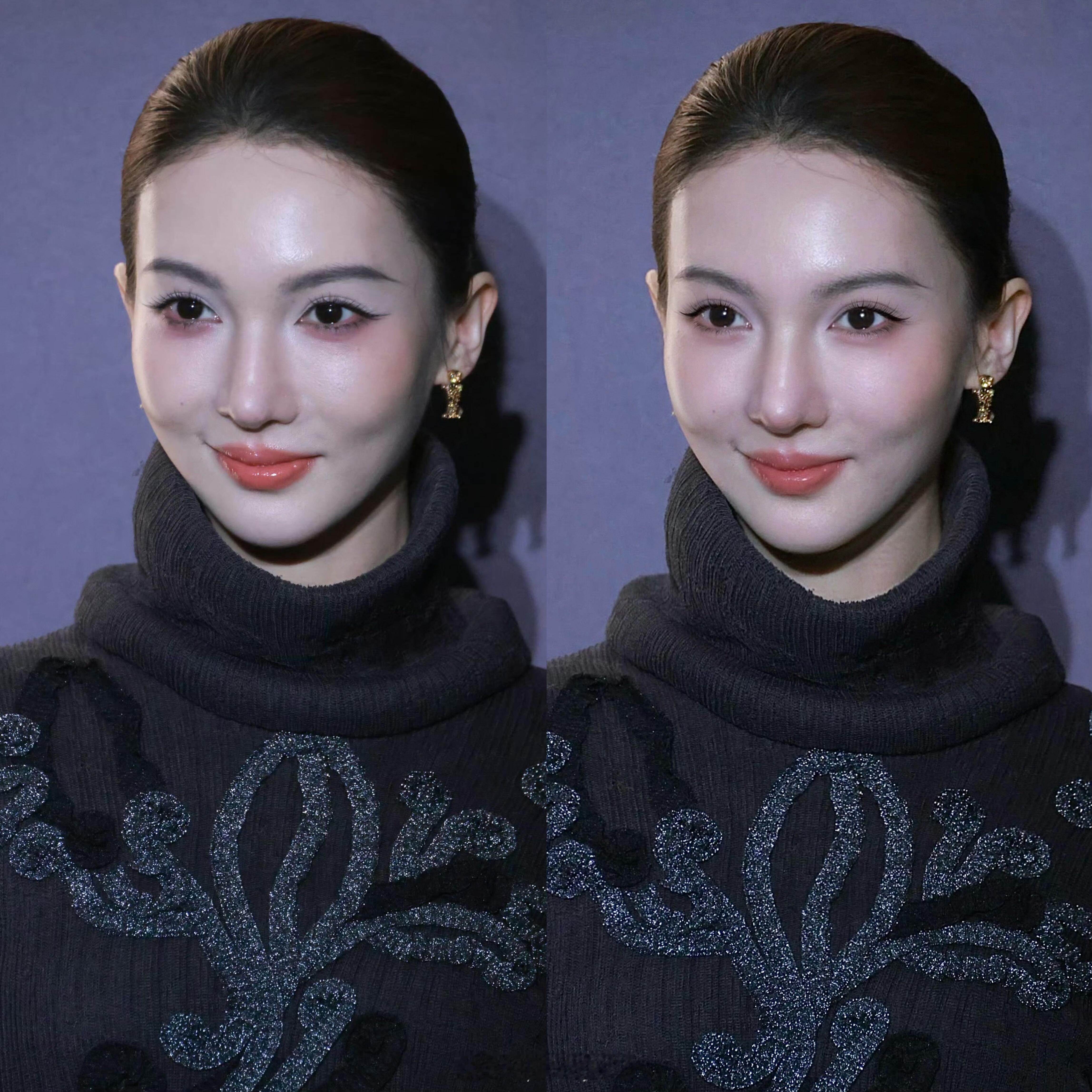 其实就是眼下腮红重了点，没变啊 