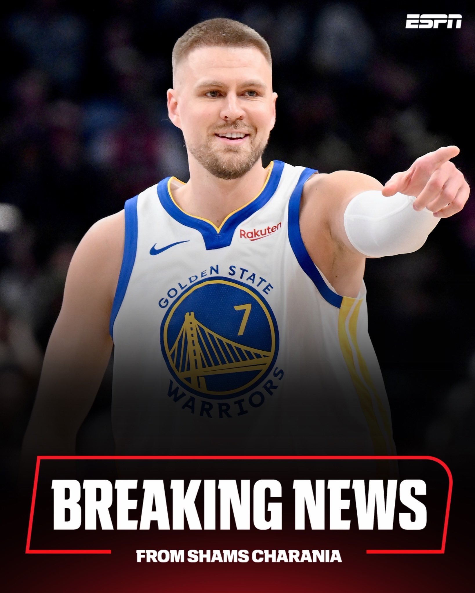 Shams：波尔津吉斯2年4000万留守勇士，第二年球员选项。NBA