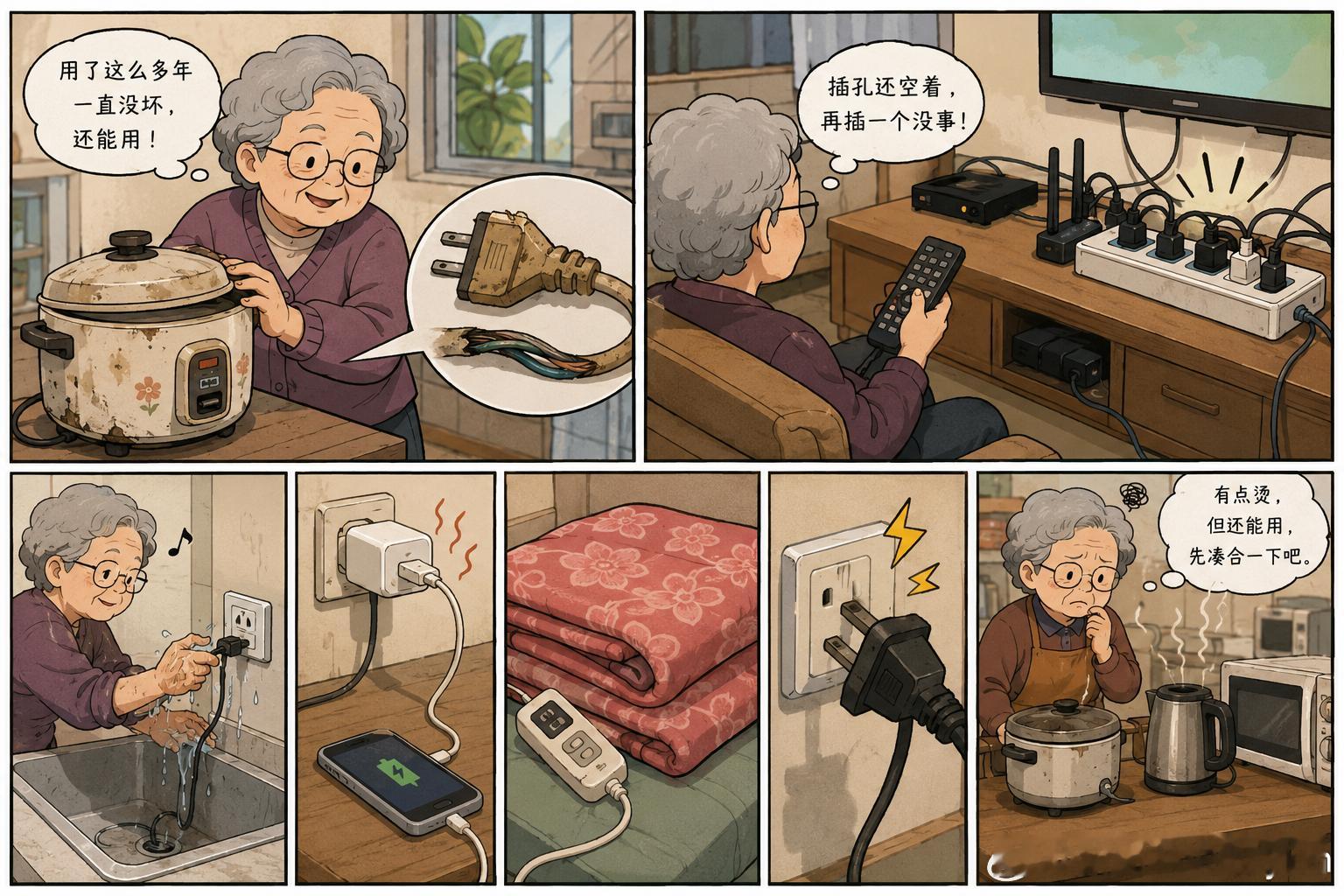 老人最容易忽略的用电隐患以前回家看到老人用电，我最常说的一句话就是：这个该换了。