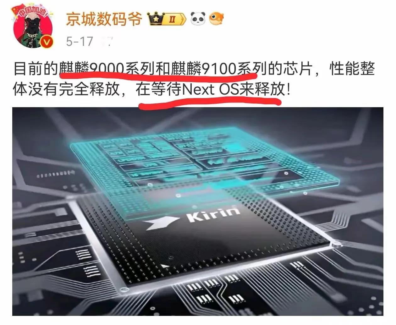 原来是我们小看麒麟9000S的性能了，意思也就是，目前的鸿蒙系统还没有把麒麟芯片