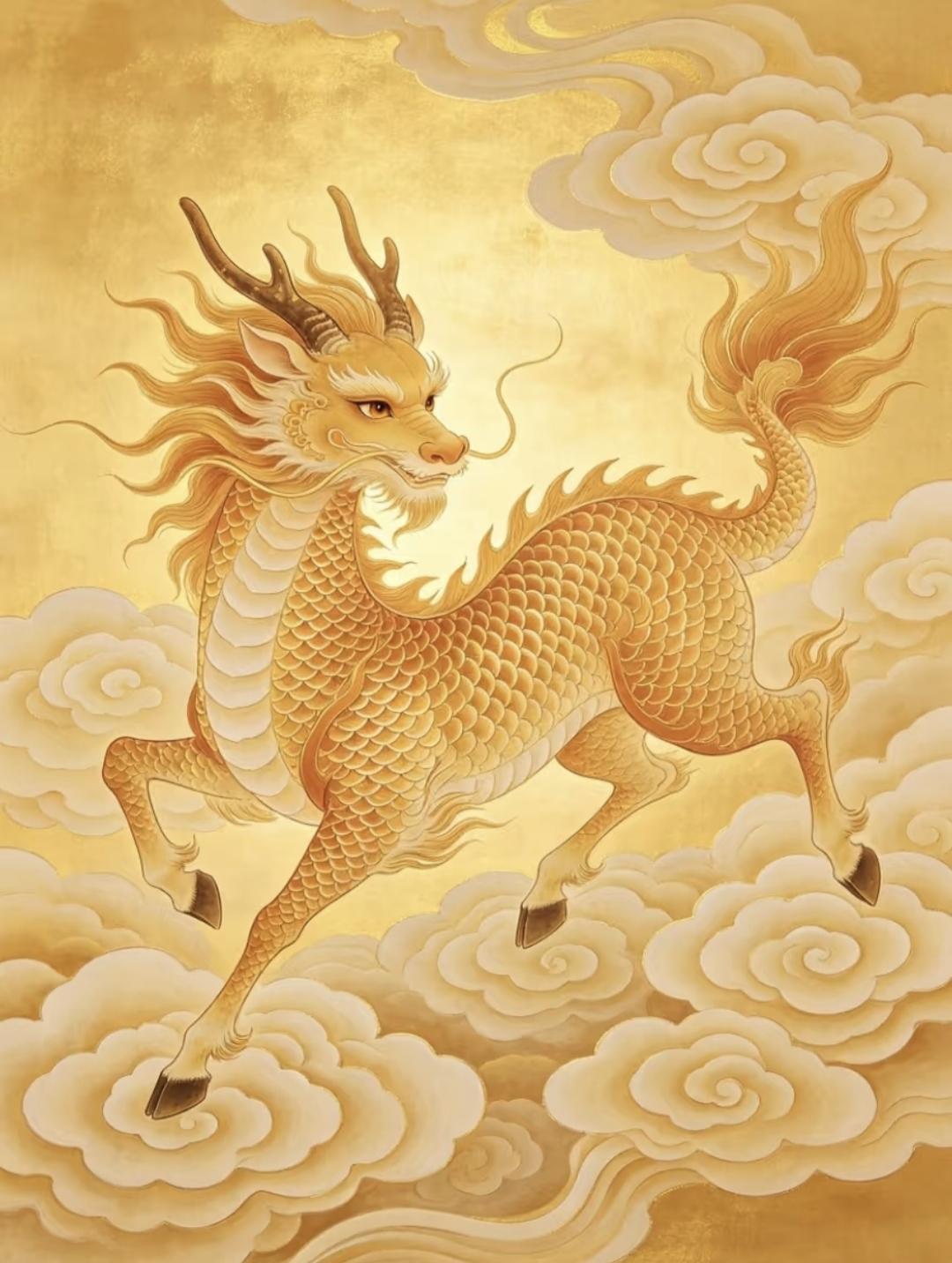 🌹祥瑞神兽麒麟｜只给善人带来好运
麒麟踏祥云，人间百难消，它不踩生灵，不折草木