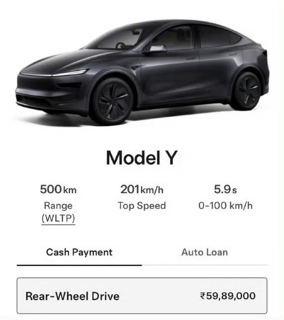 印度ModelY起售价约49.9万元特斯拉焕新版Model Y印度开售，起售价5