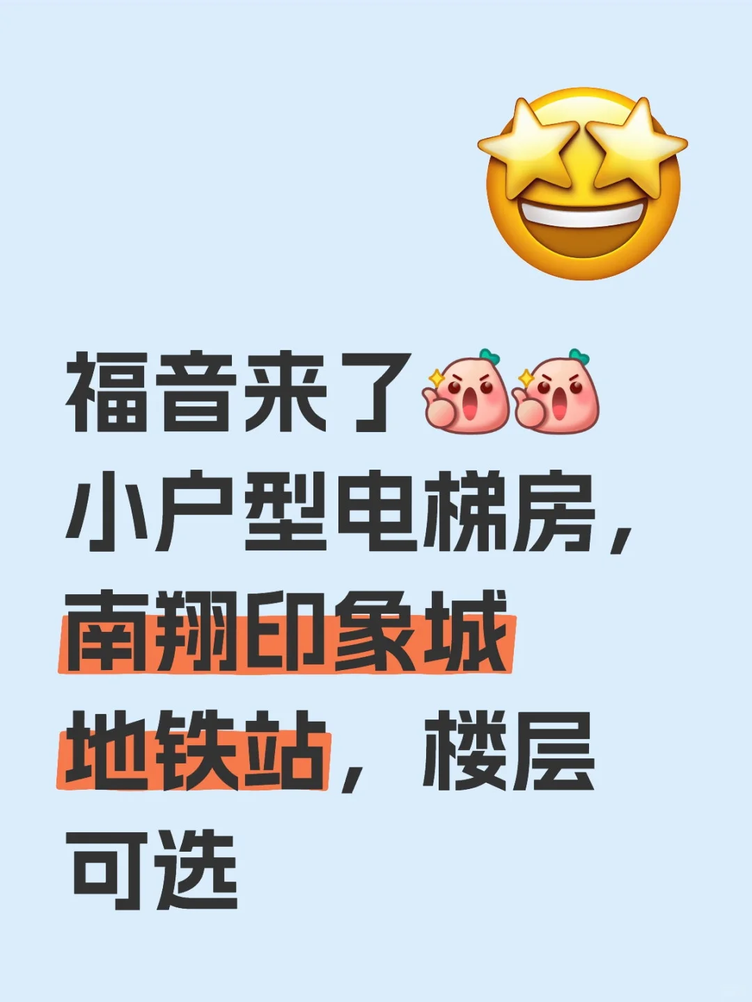 南翔印象城地铁站，小户型电梯一房楼层可选