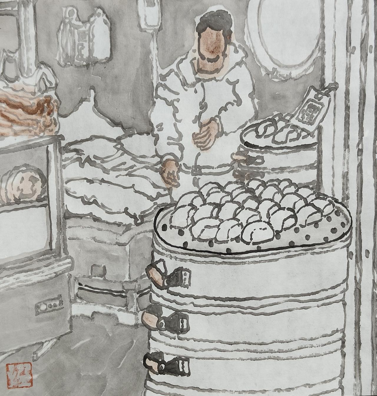 碗子的纸片水墨《市井煙火沸》