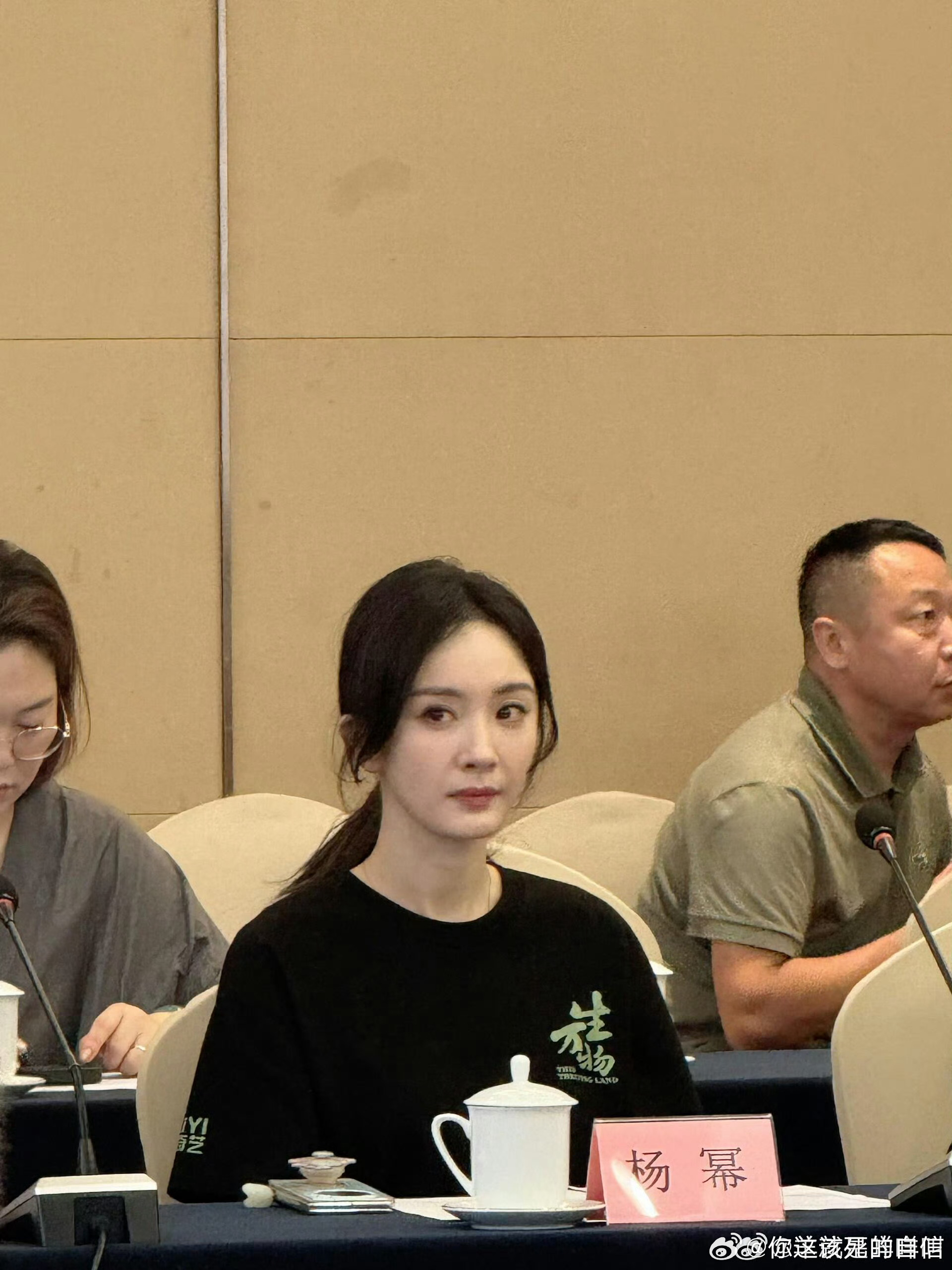 杨幂研讨会生图杨幂穿生万物t恤参加研讨会 俺娘好美 ​​​