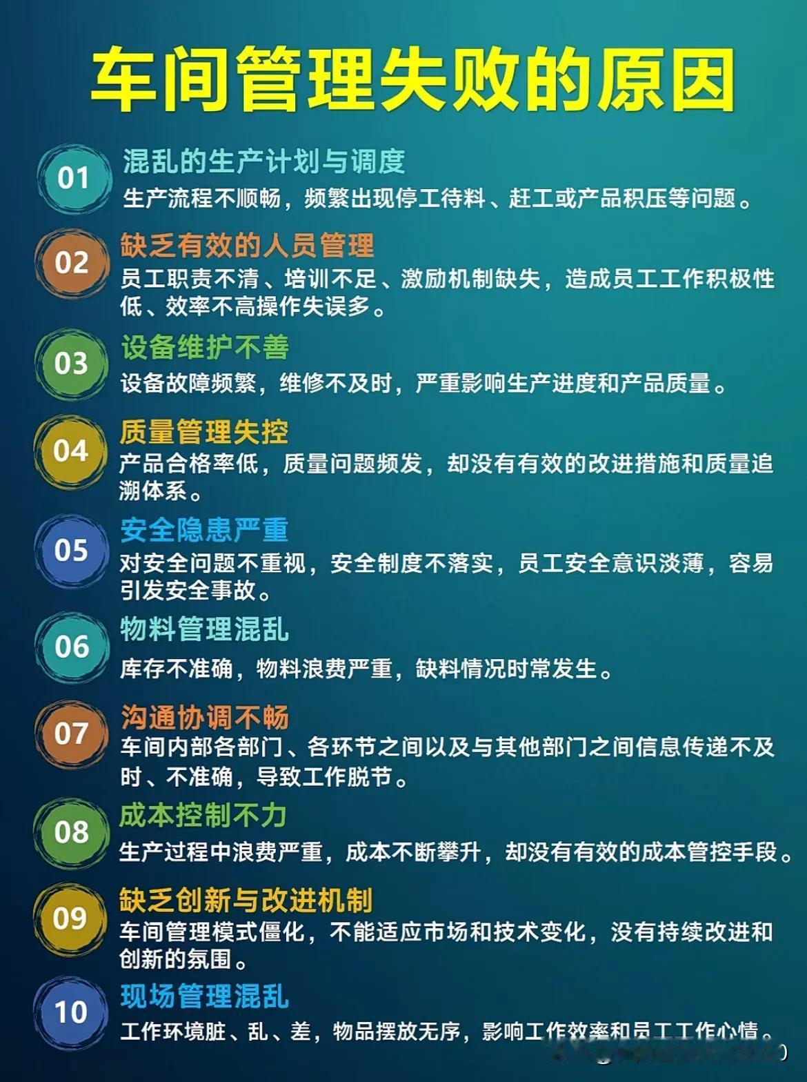 车间管理失败的原因