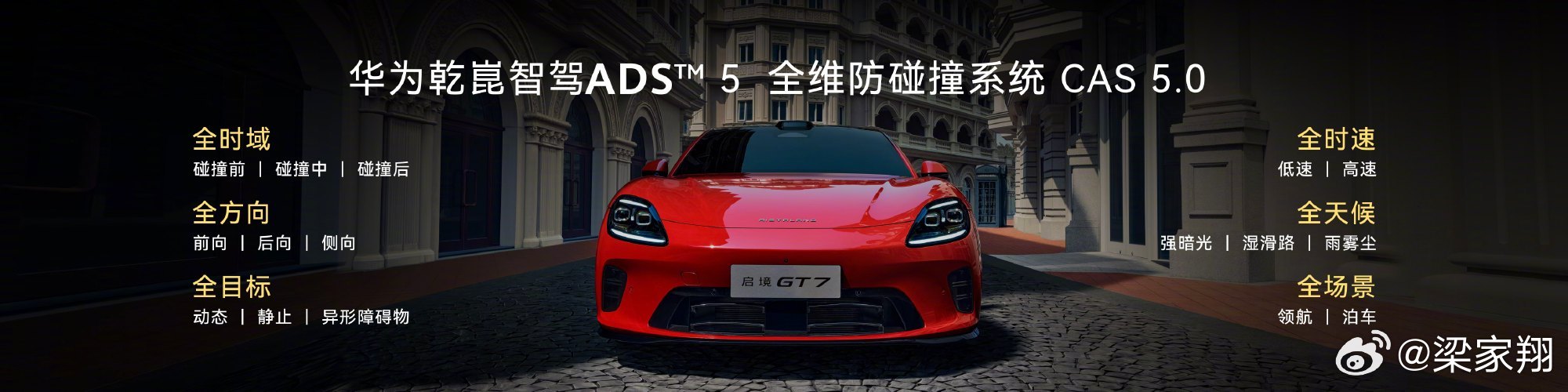 启境GT7首搭华为乾崑ADS5 启境汽车首款车型启境GT7正式上市，定位新一代智