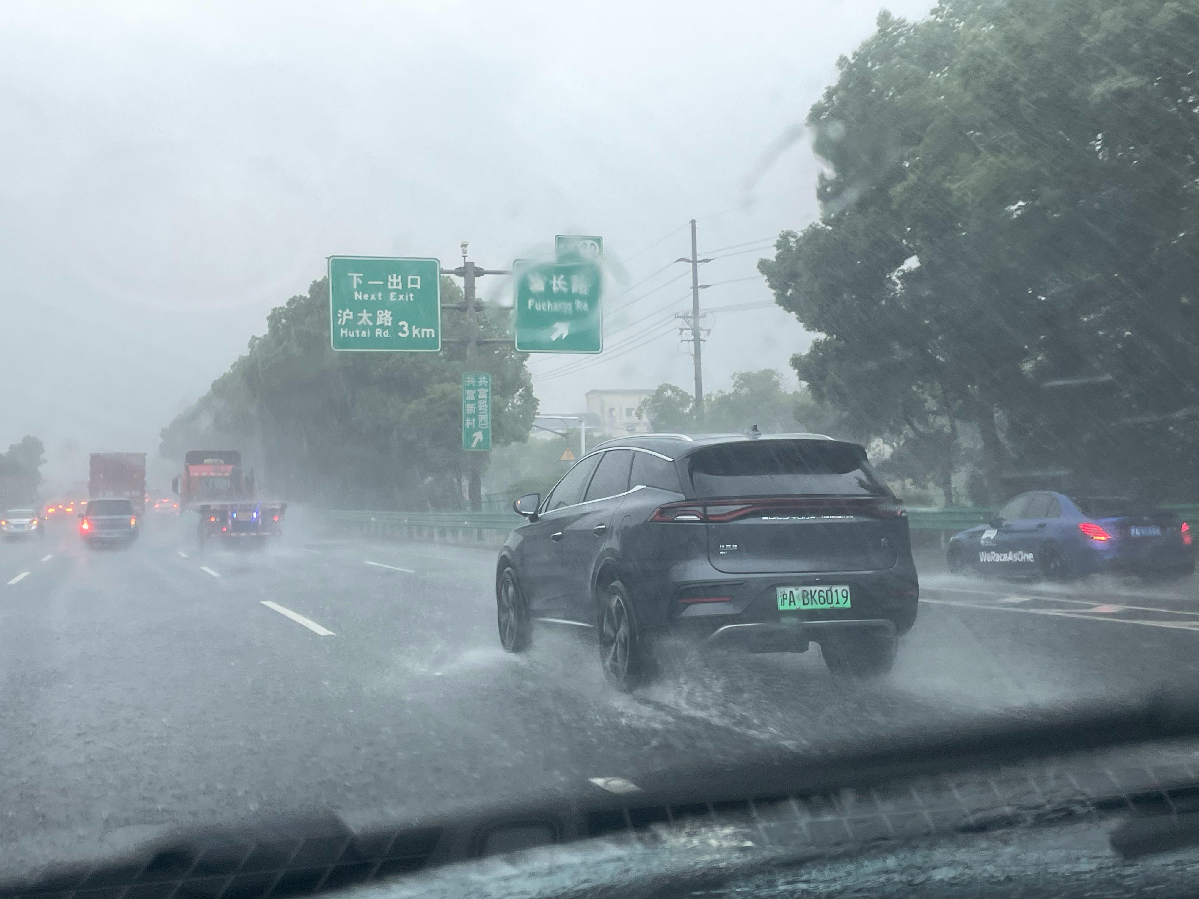 [二哈]下雨天开车打开大灯和雾灯，对自己好，安全！ ​​​