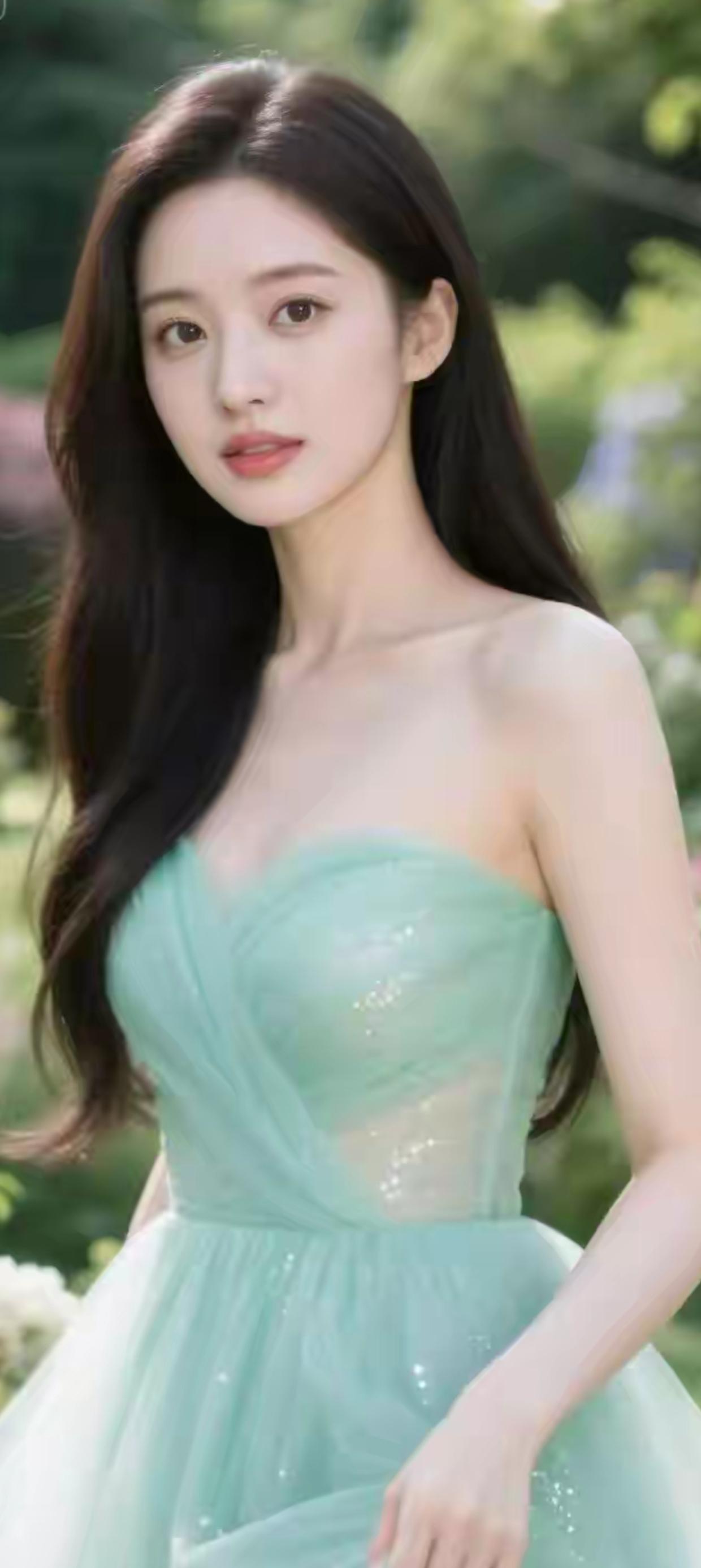 梦幻绿裙仙女，置身花海中的优雅之美