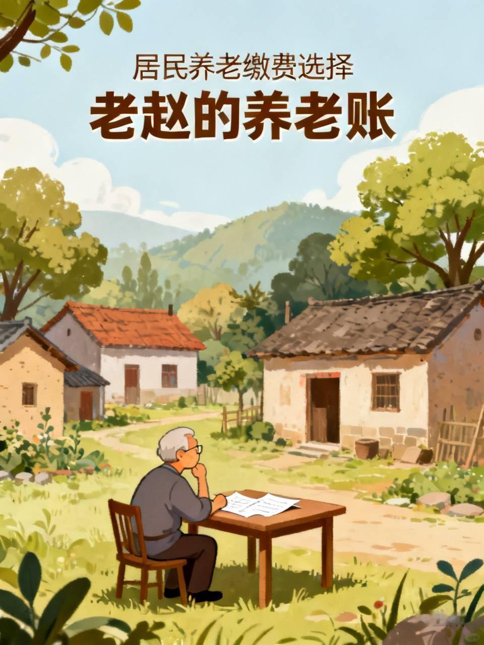 居民养老一年交两百还是交三千，他算了半宿。老赵四十五，在镇上打零工。
村里通知交