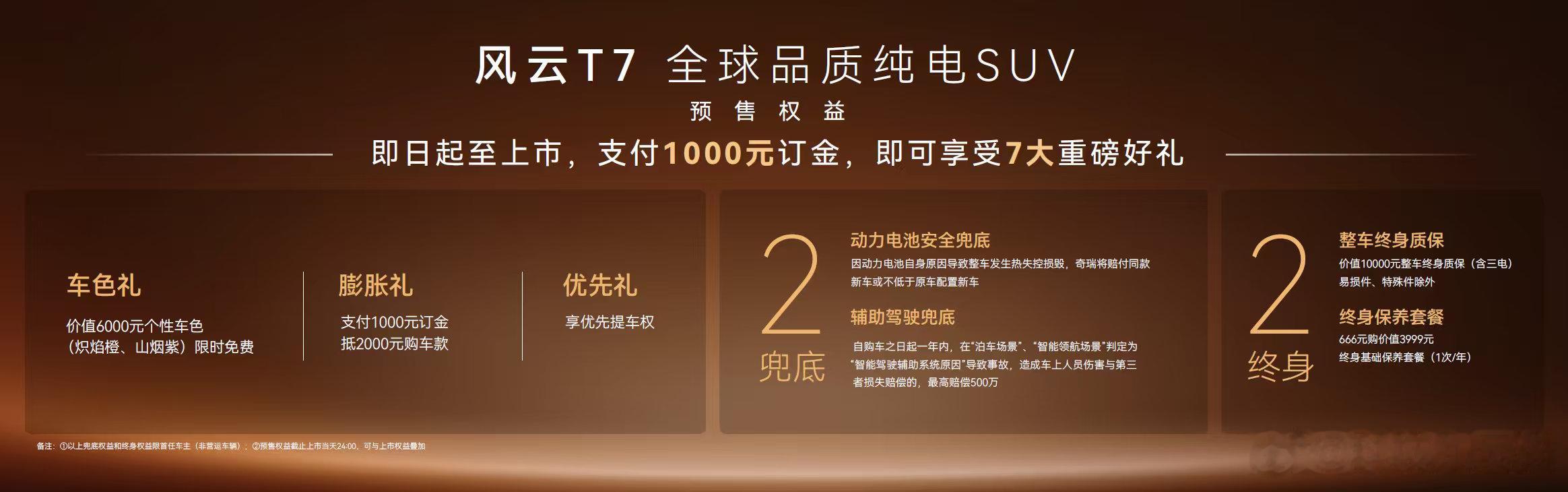 智电时代原生全球车风云T7全球品质纯电SUV现已开启预售预售价10.99万元起现