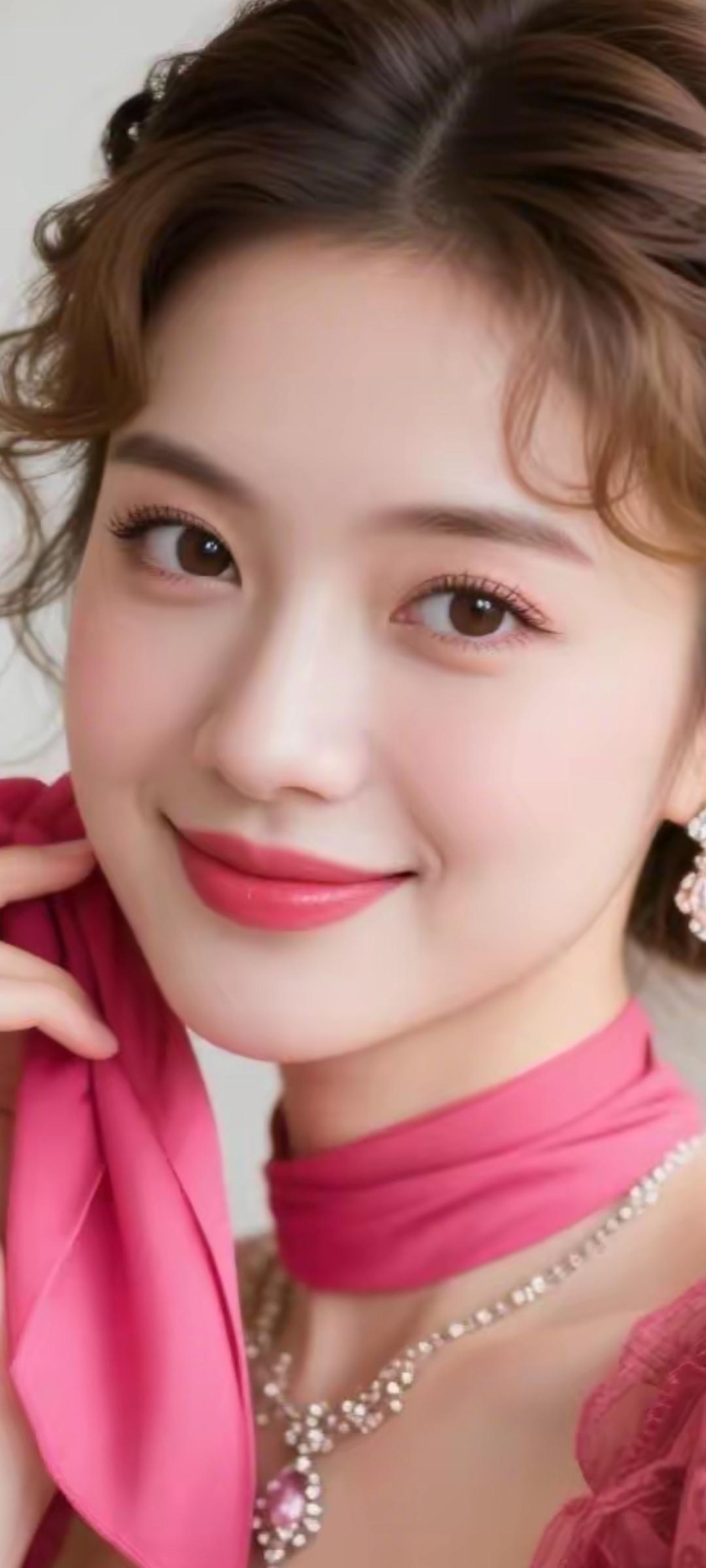 甜美优雅的粉色穿搭，珍珠项链点缀，温柔动人！💖✨