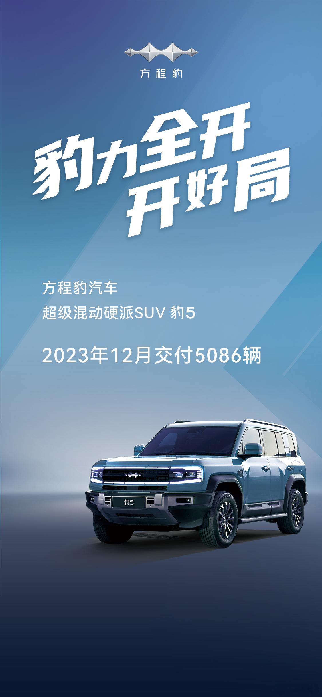 一个比较有意思的对照：刚刚过去的12月，方程豹 豹5一共交付5086辆，仰望U8