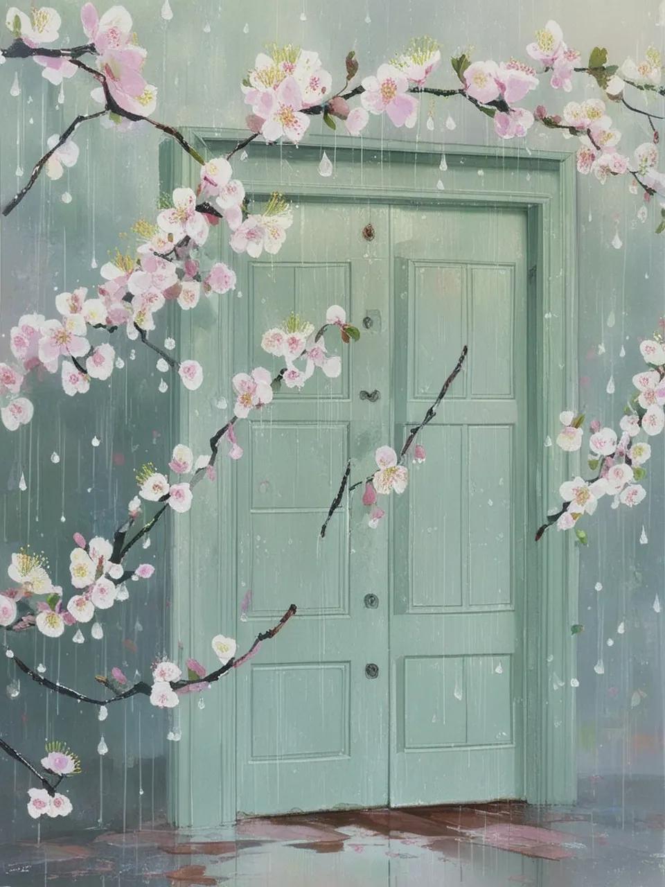 #上联:风吹柳絮展柔情，请您对下联#雨打梨花深闭门#四季轮回求下联# #观花观草