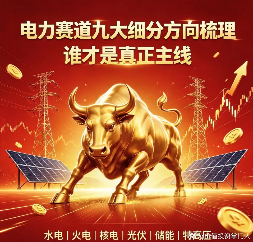 电力赛道九大细分方向梳理！分清主次，锁定真正主线一、水电（高股息防御核心主线）水