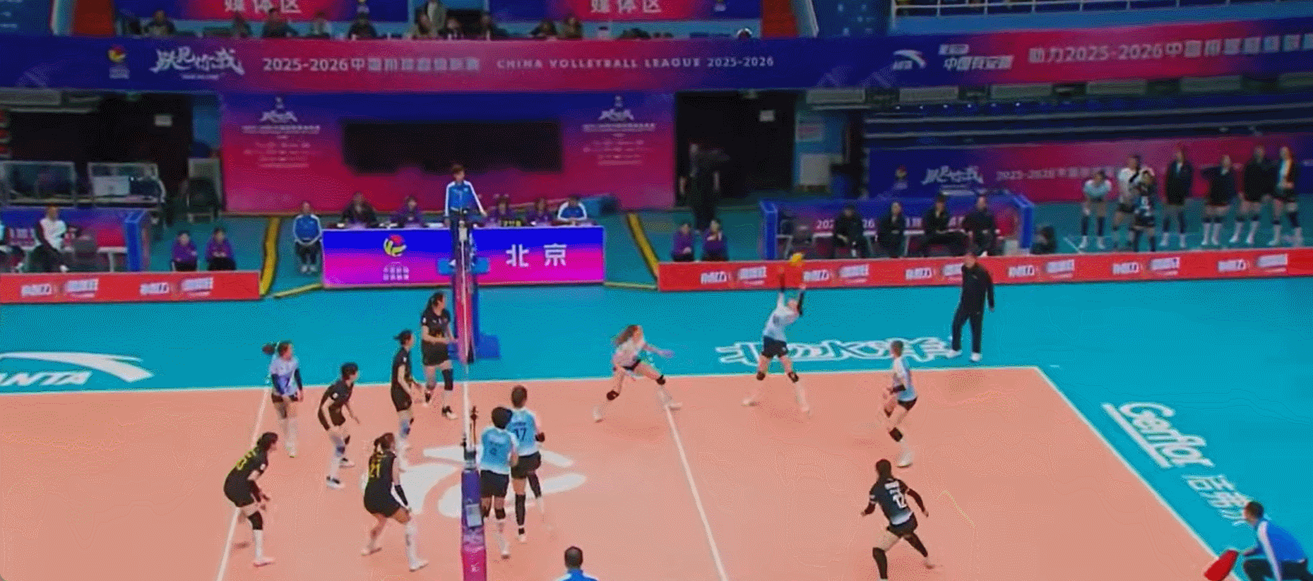 排超联赛北京北冰洋女排匡琦场边露了一手 