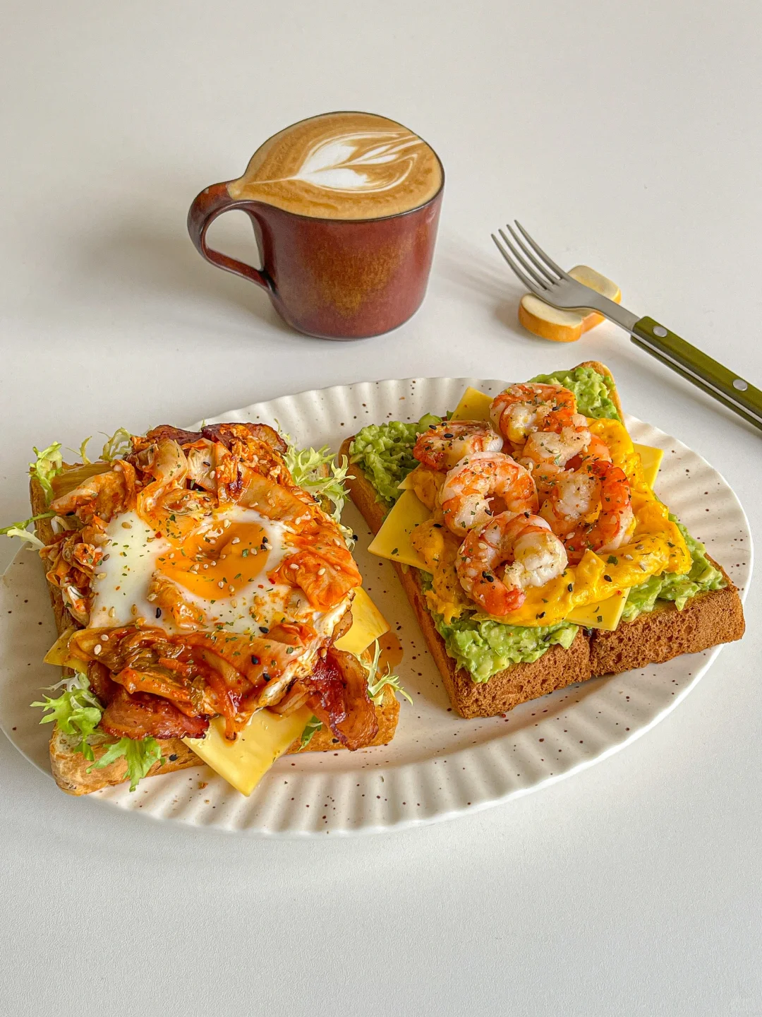 元气brunch🍳开放式吐司三明治双拼🥪拿铁☕️