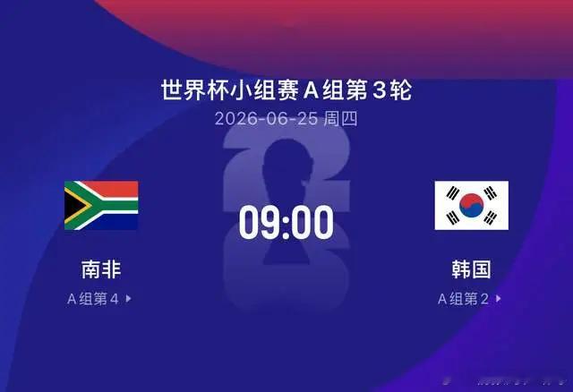 📌 韩国胜 | 南非 0-2 韩国 | 信心指数：★★★★☆每日足球推荐美加墨
