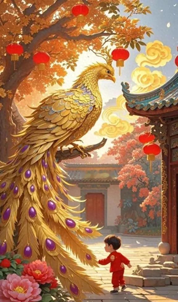 你家娃儿真带旺气！凤凰树下遇凤凰，此乃祥瑞。 [求关注][拜托][打call] 