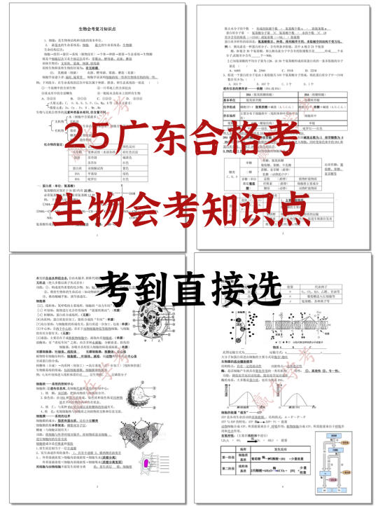 广东合格考生物会考知识点✓