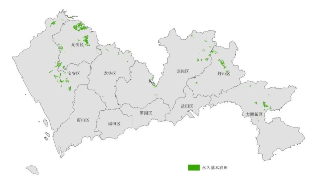 深圳市永久基本农田分布情况（2018年）