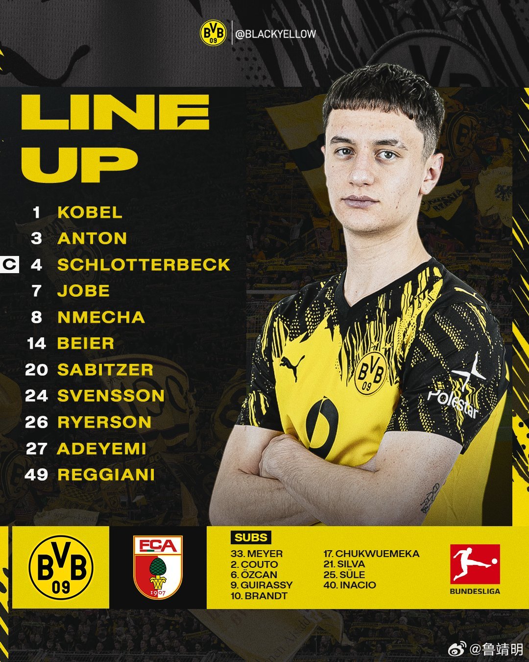 【首发】多特今天首发了卢卡-雷吉亚尼。这是要开始锻炼新人了吗？中超说完接22点开