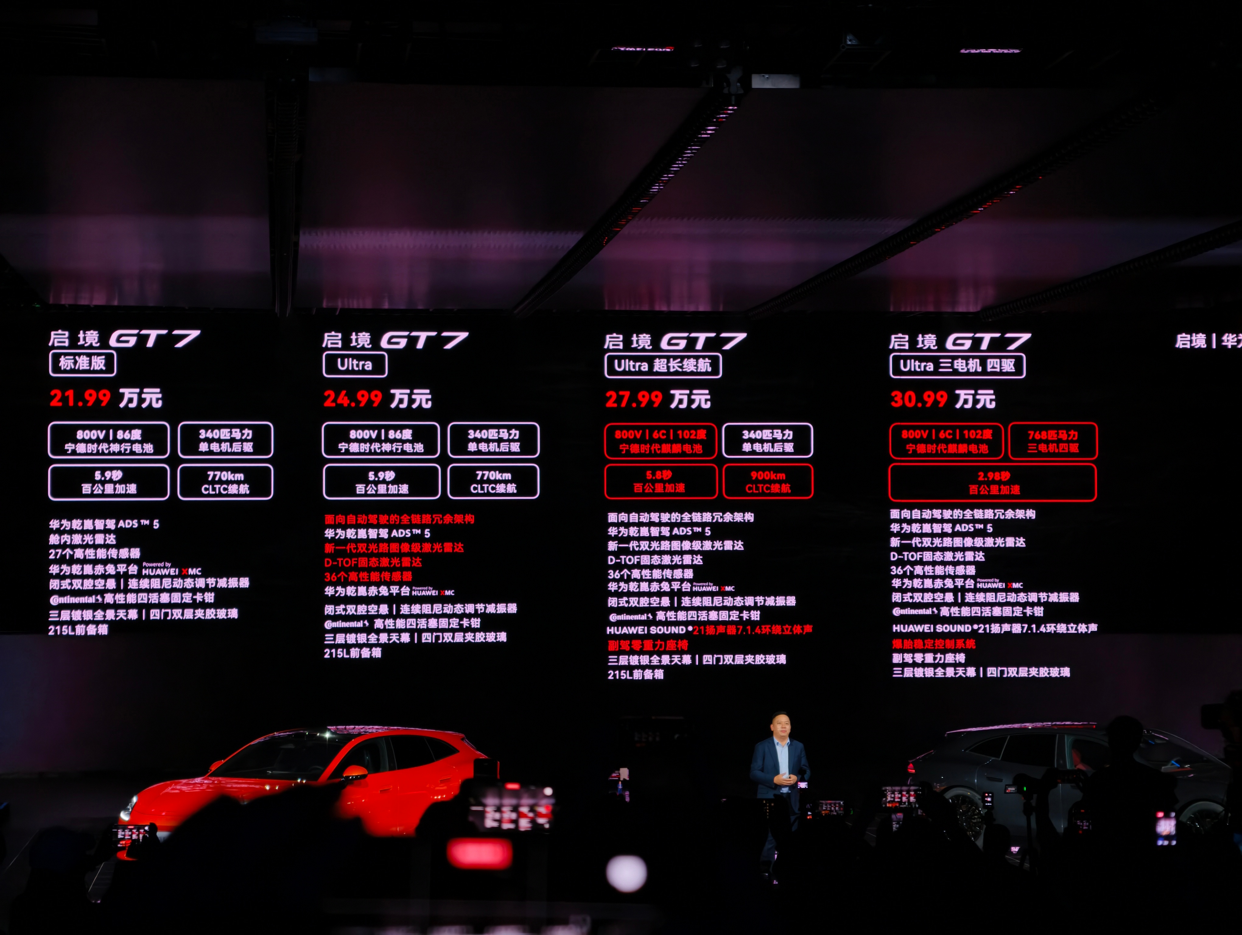 启境 GT7 预售价格 21.99 万元起，一个标准版，三个 Ultra 版，没