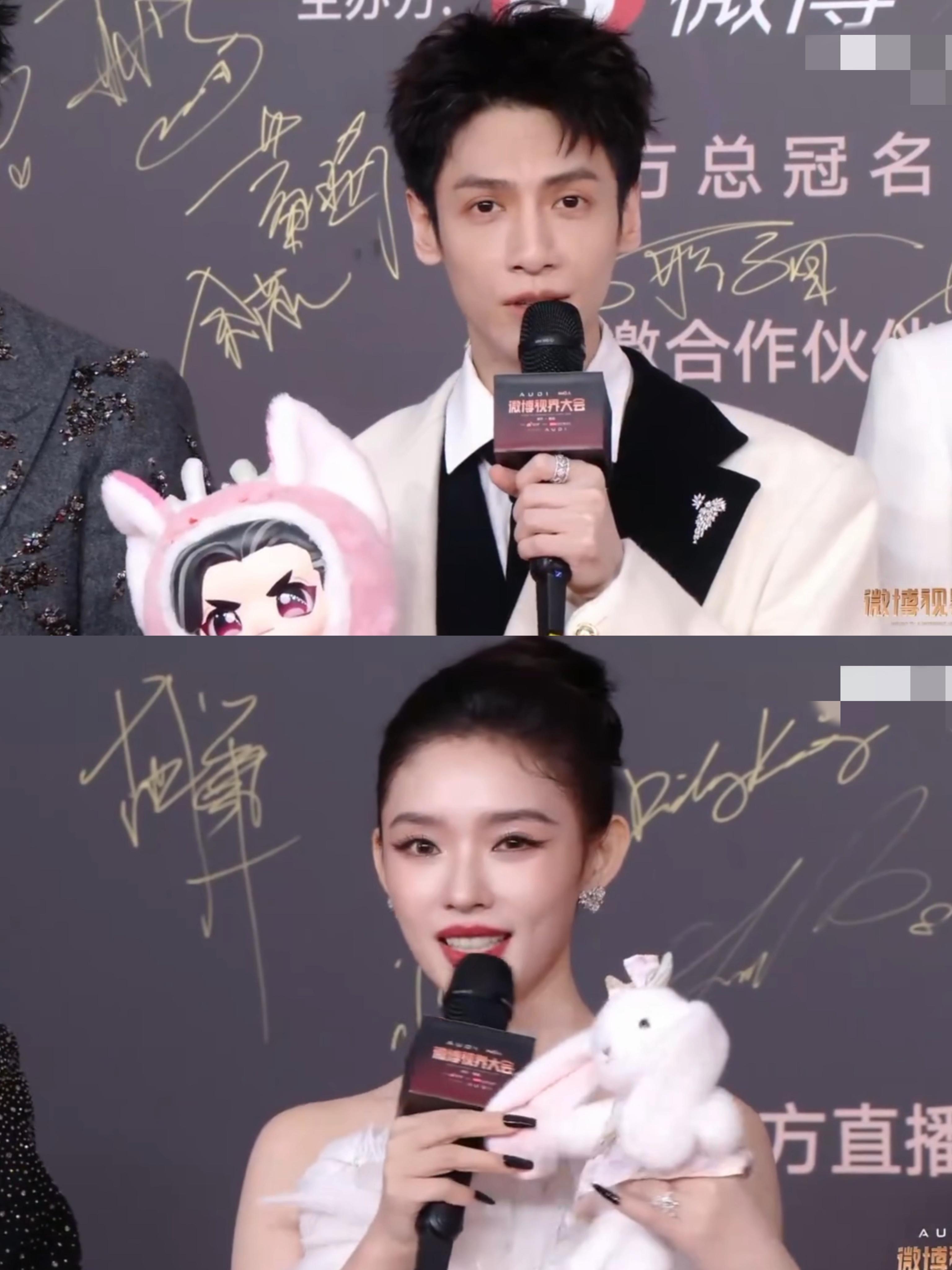 罗云熙携狐狸塑走红毯水龙吟应到7人实到14人 罗云熙把狐狸塑穿出了贵气感！服装线