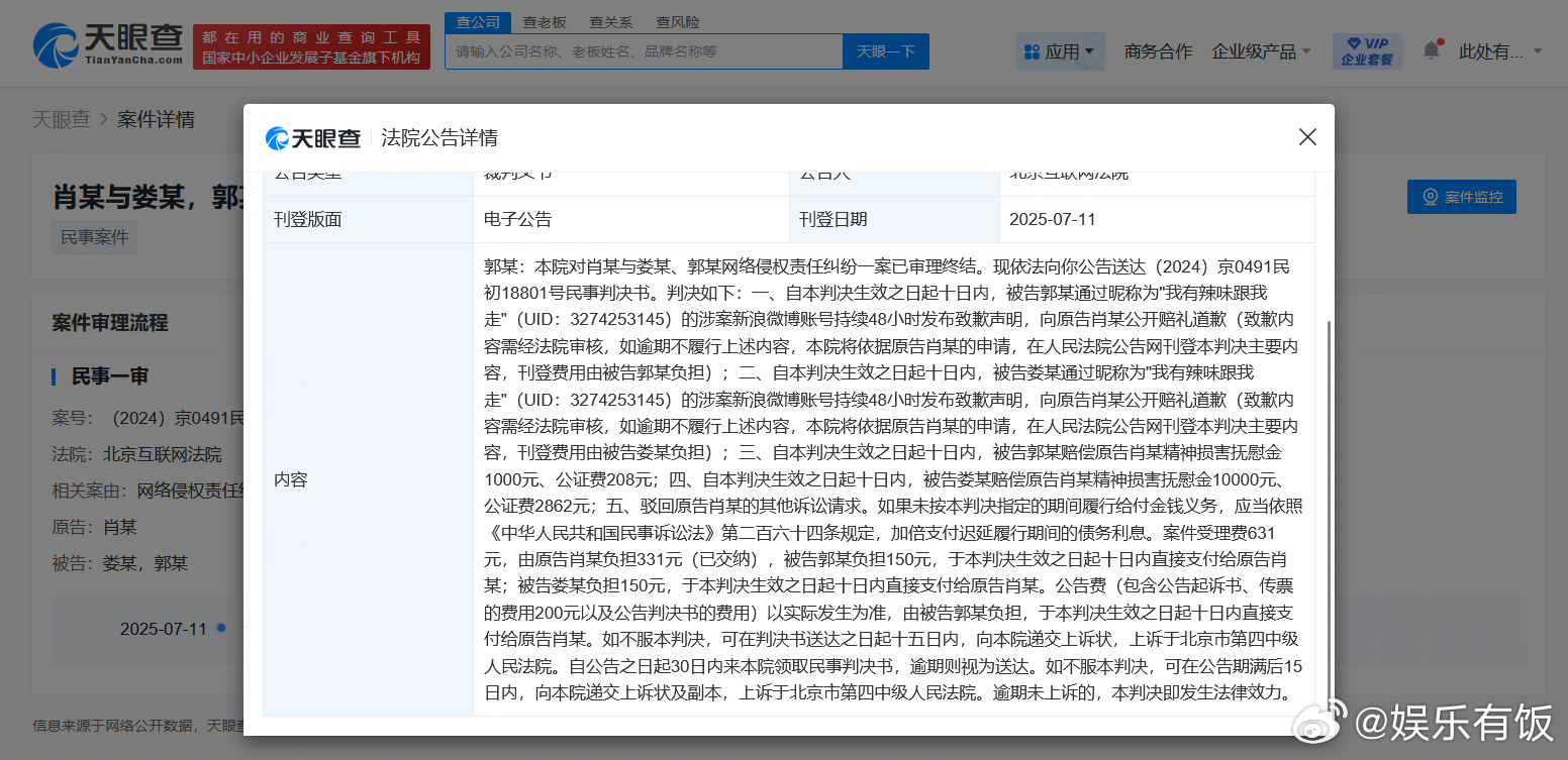 肖战告黑获赔1.1万肖战黑粉被判赔1.1万 据天眼查法律诉讼信息显示，近日，北京