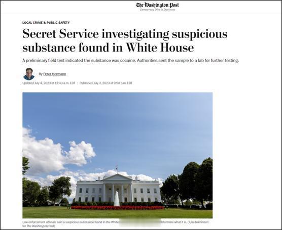 美国白宫发现未知白色粉末，紧急疏散部分区域和人员，最后发现是可K因…美国网民怀疑
