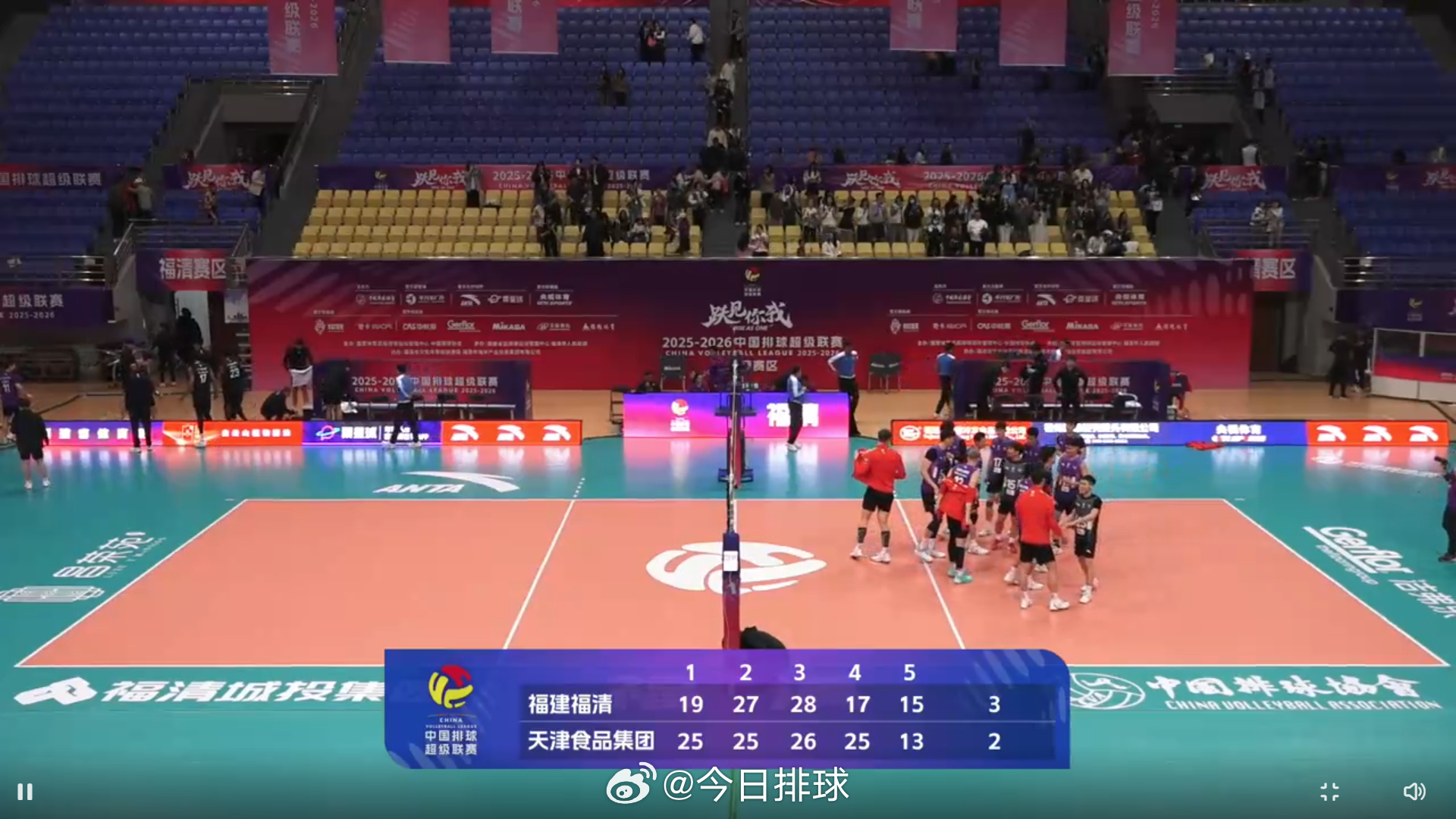 福建男排刚刚以3比2险胜天津，天津排名C组第二，半决赛将挑战上海男排。保定沃隶将