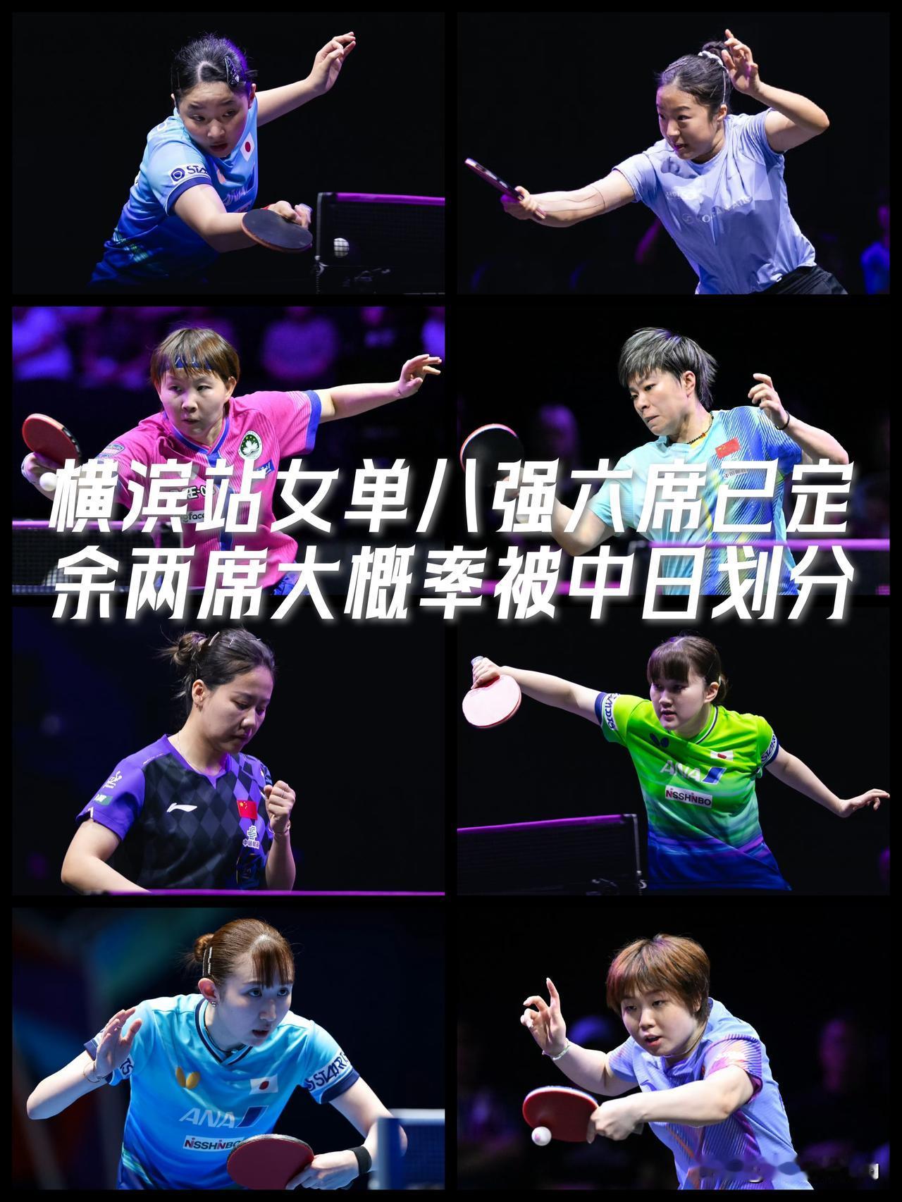 【横滨冠军赛女单八强六席已定！剩余两席大概率将被中日划分！】

剩余两场，蒯曼和