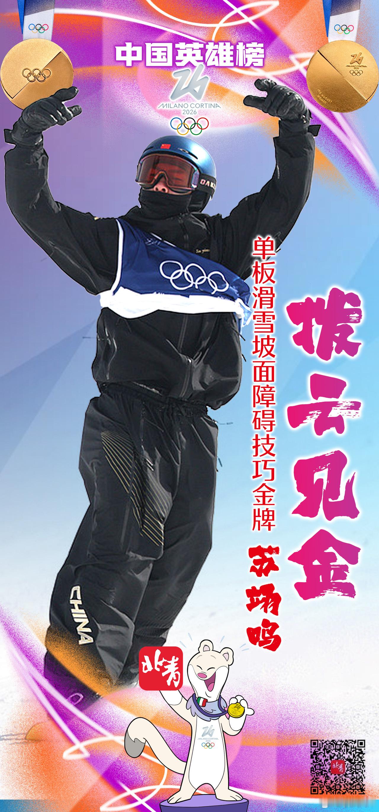 好样的！苏翊鸣首金