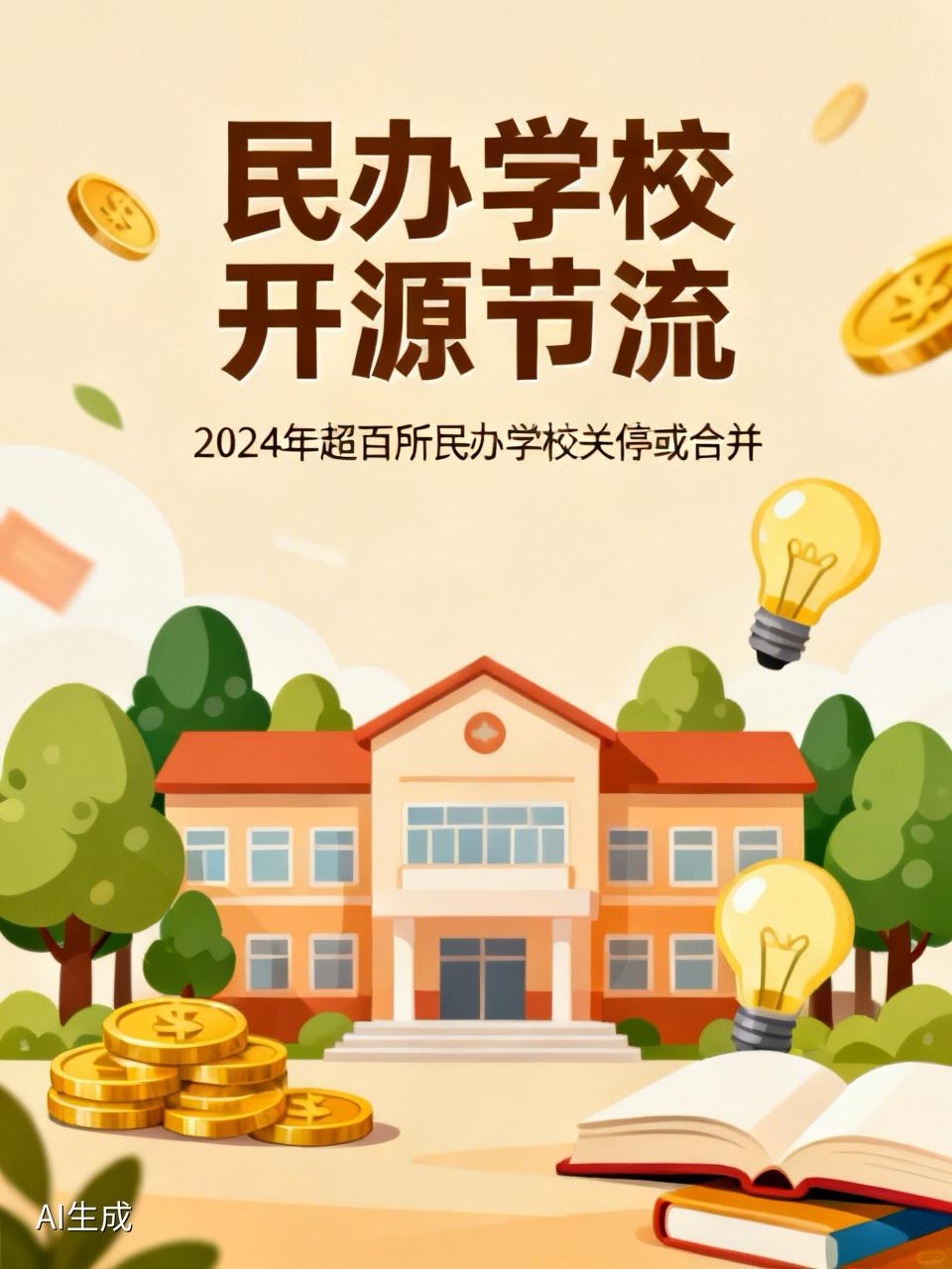 现在的民办学校，要开源，更要节流
生源断崖、学费限涨、成本飙升，2024年，全国