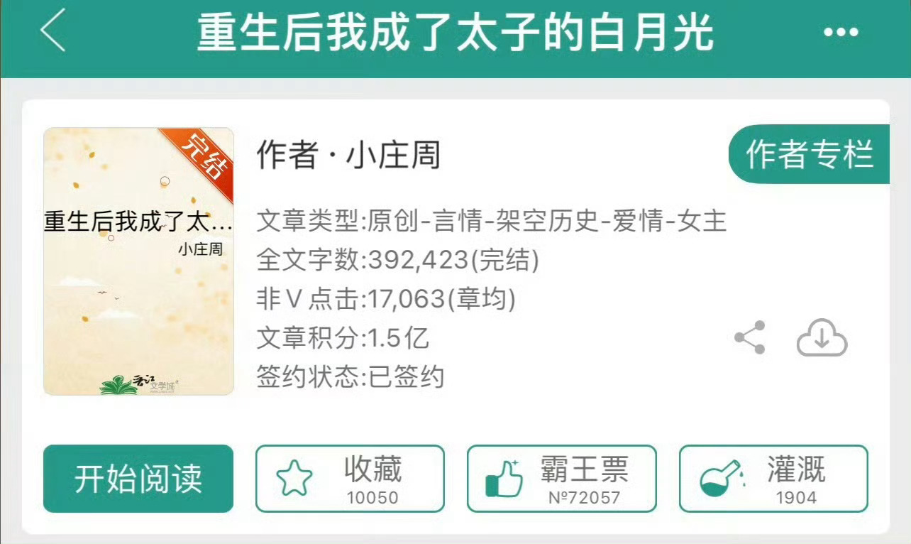 小说推荐：《重生后我成了太子的白月光》 作者:小庄周简评：娇俏洒脱贵女vs高冷隐